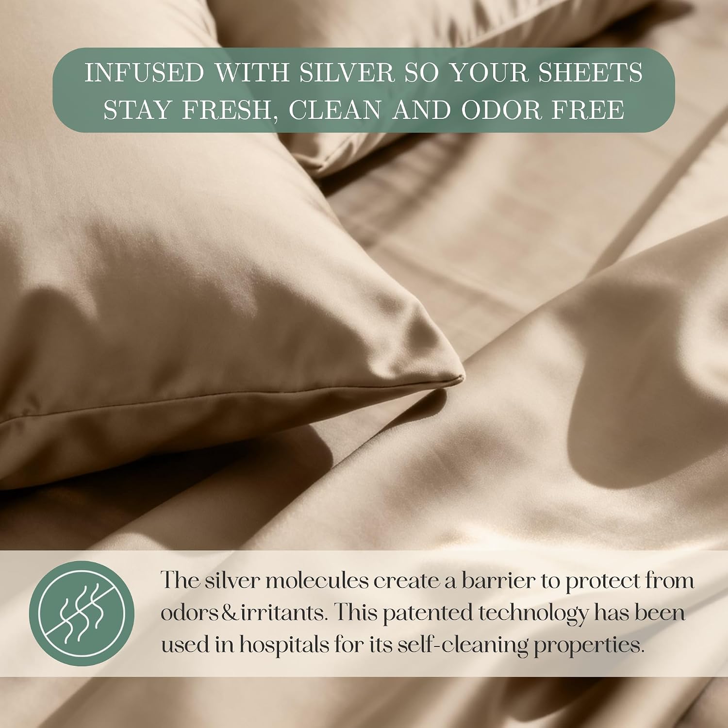 CASILVA Eucalyptus Sheets - Infused with Silver for Anti-Odor, Softer Than Silk Fibers, More Cooling Than Cotton - Perfect for Hot Sleepers & Sensitive Skin - 100% Tencel Lyocell - Queen Sheet Set
