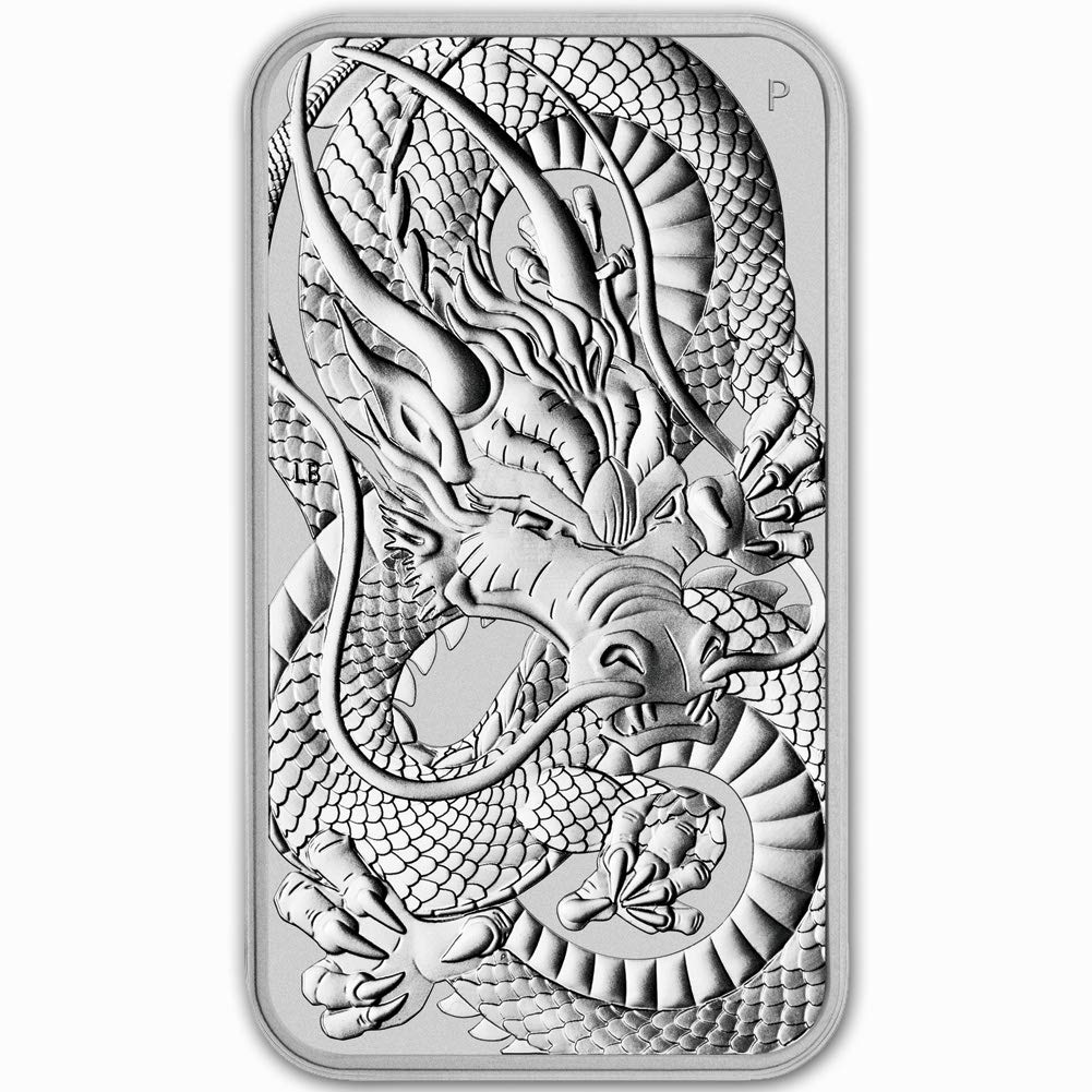 2018 - Present (Random Year) P 1 oz Silver Bar Australia Perth Mint Dragon Series Rectangular Coin Brilliant Uncirculated with Certificate of Authenticity $1 Seller BU
