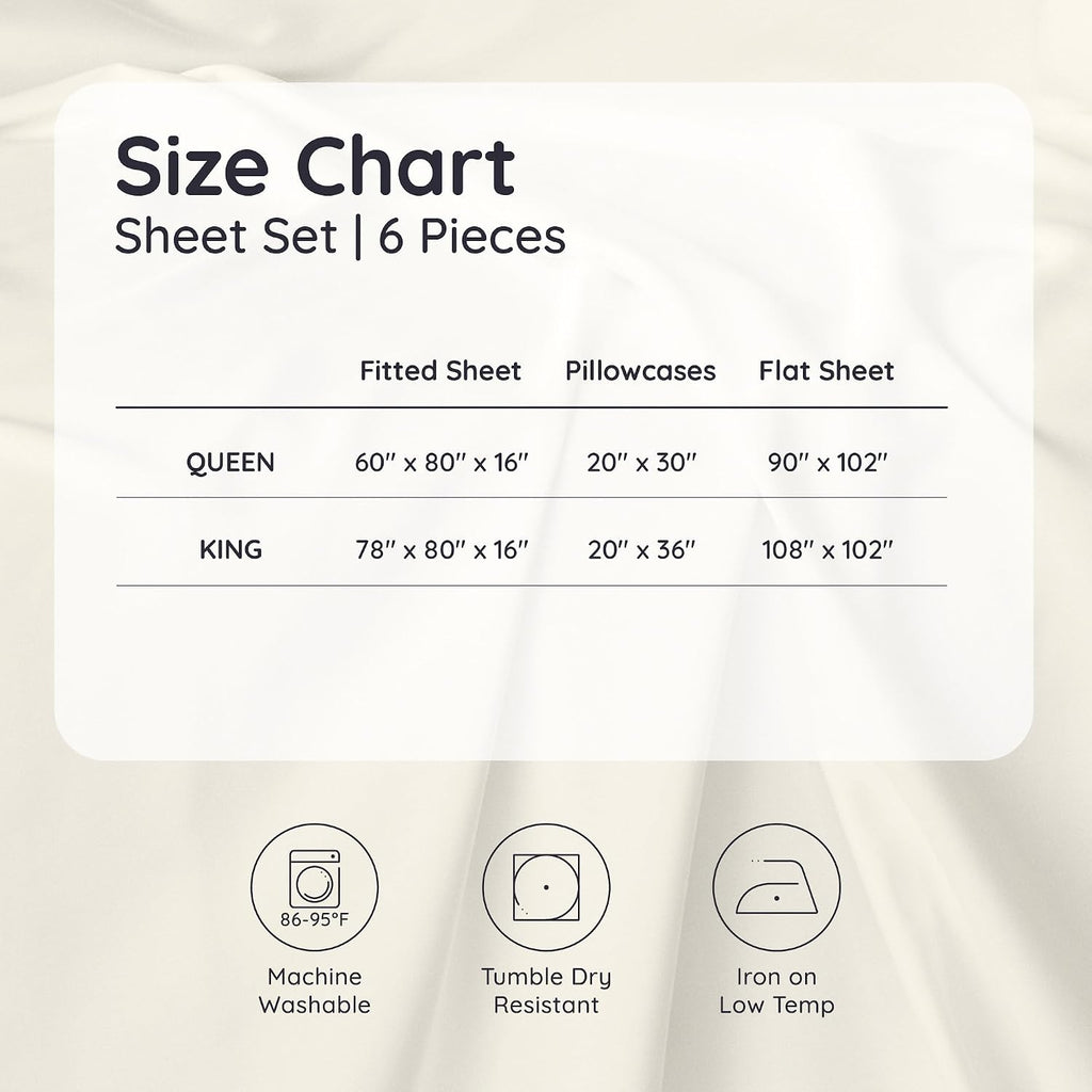 Bambaw 100% Viscose Derived from Bamboo Queen Size Sheet Set - 6pcs Cooling, Deep Pocket Fits Up to 16'' with Elastic Corner Straps, Queen Soft Sheets (Charcoal)