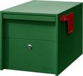 Adoorn Lockable Post Mount Mailboxes for Outside - Small Anti-Theft Locking Mailbox for Packages and Letters - Weatherproof Construction - Durable Steel - 12' H x 12' W x 18.5' D - Forest Green
