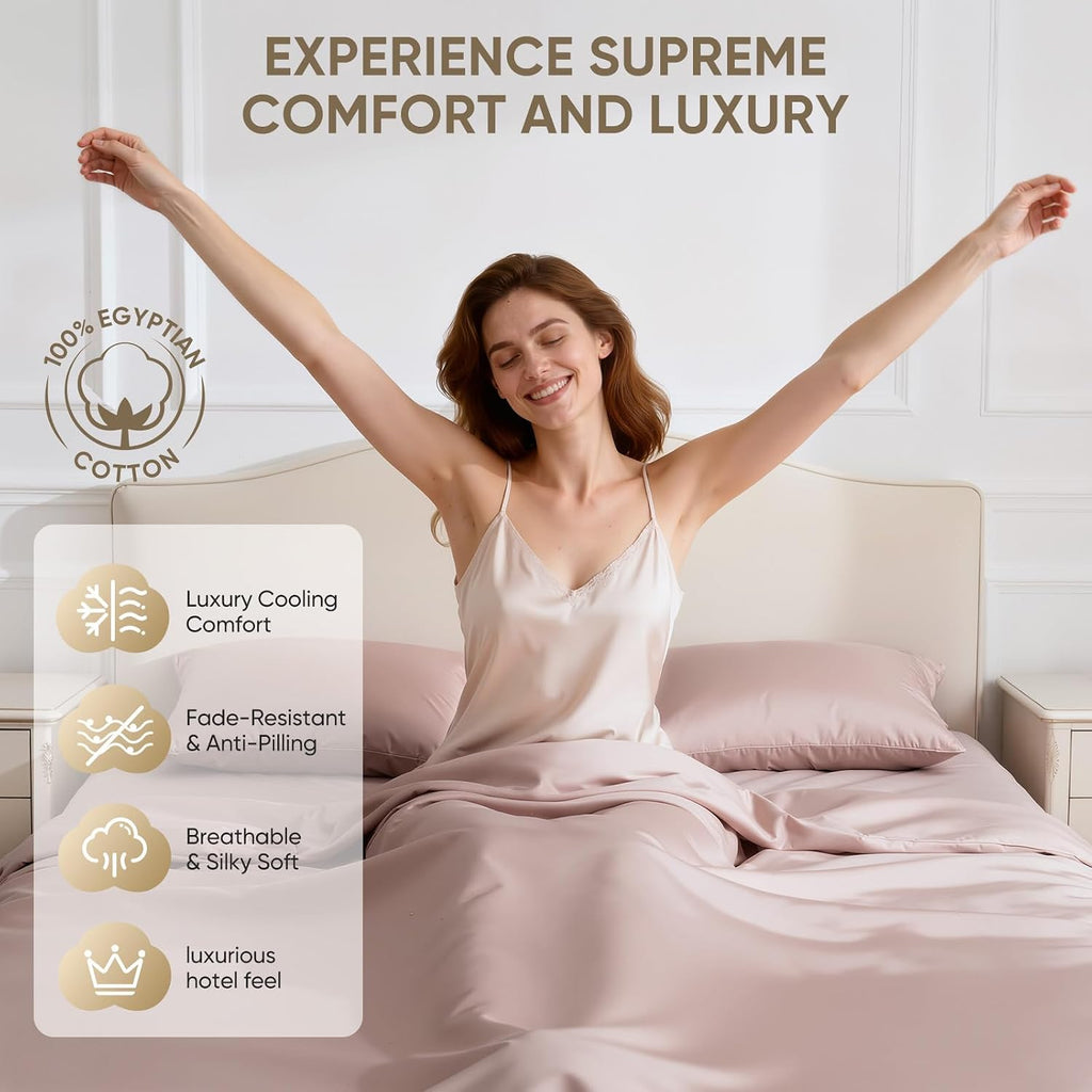 TWK 1200 Thread Count 100% Egyptian Cotton Sheets Bed Set,Thickness,Long-Lasting Durability,Resists Pilling,Deep Pocket Up to 18',with a Laundry Bag (Sand, King)