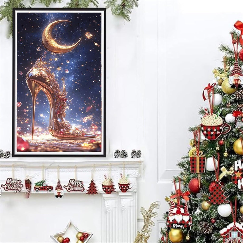Diamond Art Kits for Adults High Heel Diamond Painting Kits, 5D DIY Square Moon Full Drill Dimond Art Paintings Crystal Crafts for Adults for Gift Home Wall Decor, Large Size 36 x 72 Inch, Model870