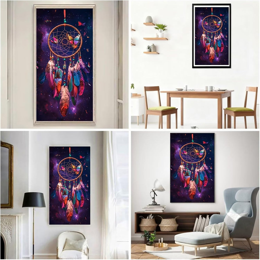 Diamond Art Kits for Adults Dreamcatcher Diamond Painting Kits, 5D DIY Round Butterfly Full Drill Dimond Art Paintings Crafts for Adults for Gift Home Wall Decor, Large Size 40 x 80 Inch, Model645