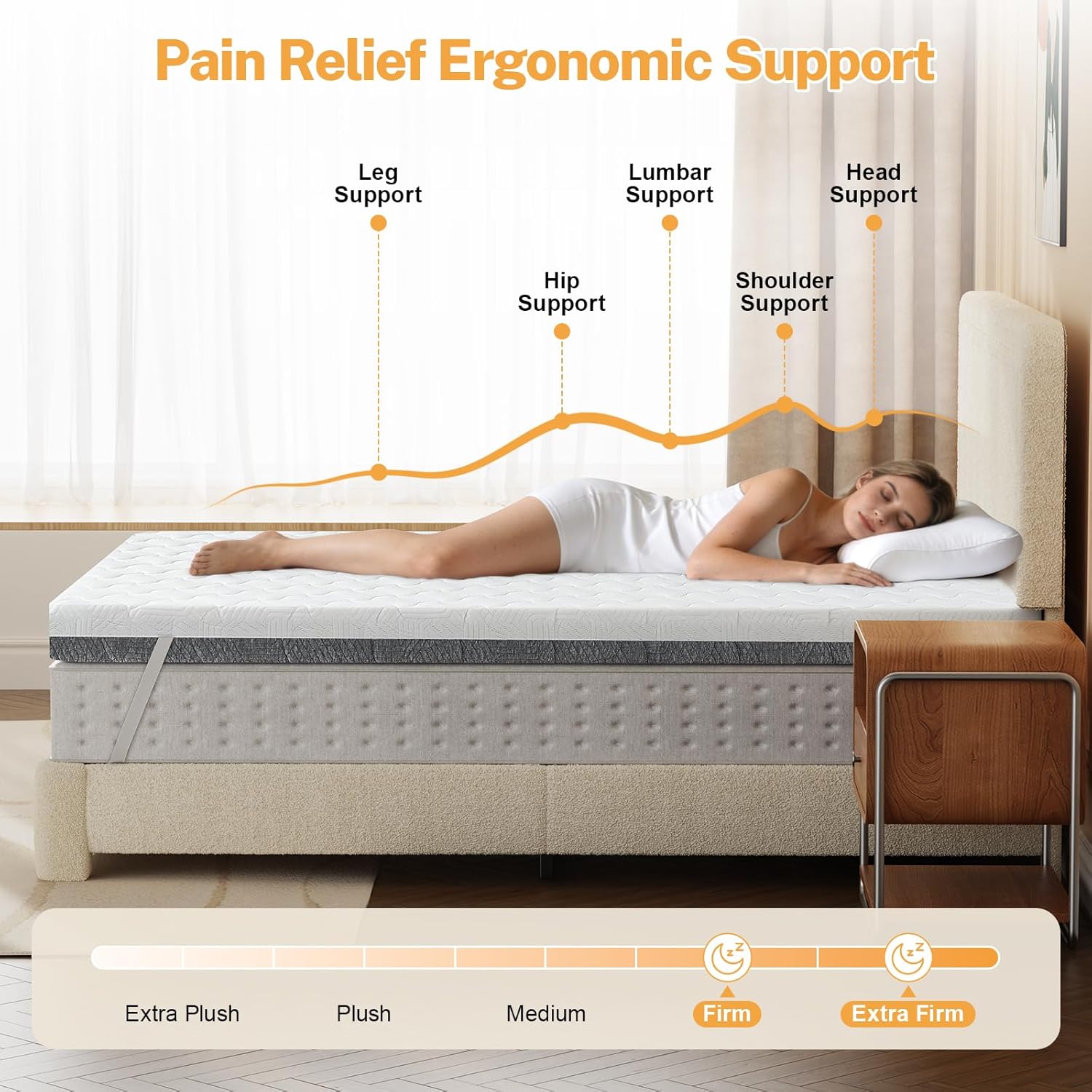 Extra Firm Mattress Topper Queen Size, 3 Inch High Density Bed Topper - Extra Support Foam for Back Pain Relief, Firm to Extra Firm Dual Sides Flippable Mattress Pad with Washable Cover, CertiPUR-US