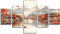 Japan Diamond Art 5 Piece Diamond Painting Landscape 5D DIY Full Round Drill Dimond Art Paintings Crystal Crafts for Adults Gem Painting for Home Decor, Large Artwork for Wall 60 x 120 Inch, Model129