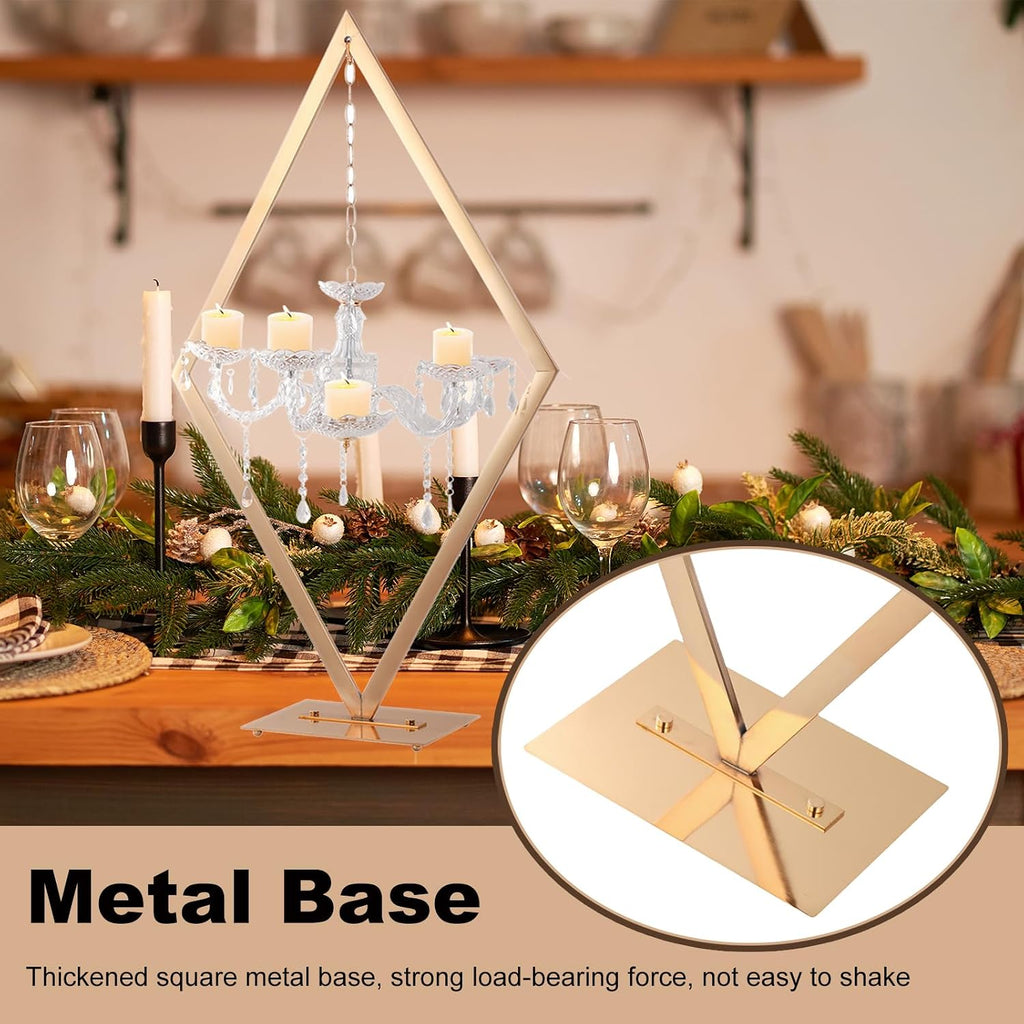 2pcs 43' Diamond Centerpieces for Tables, Metal Candle Holders Acrylic Centerpiece Stand, Gold Candelabra Stand for Wedding Dining Tables Party Home Decoration