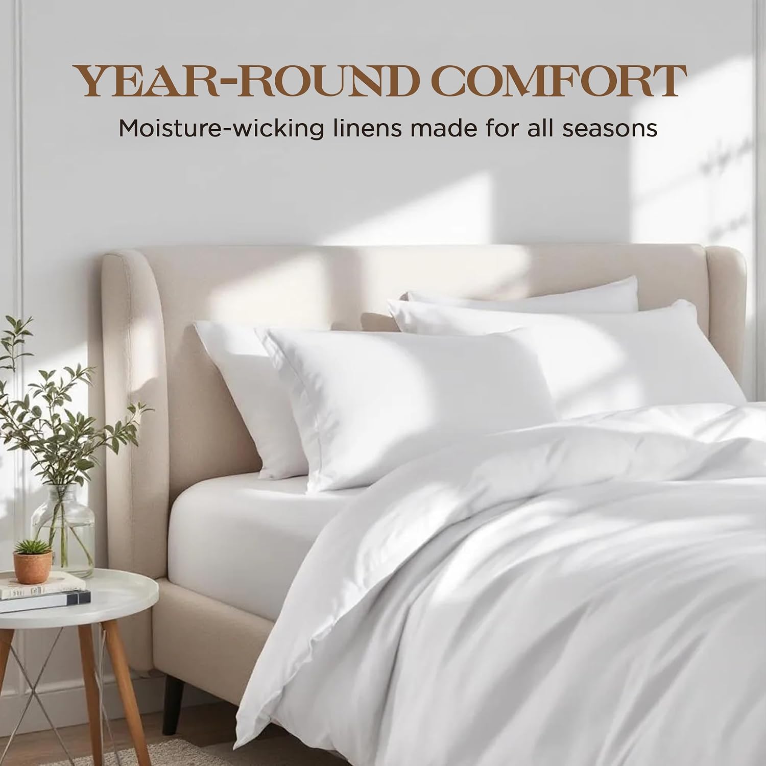 Bluemoon Homes California King Size Egyptian Cotton Sheets, 1500 Series, 4Pc Sheets Set, Smooth Sateen Weave California King Sheet, 16' Deep Pocket, Ultra Luxury Sheet Set - White