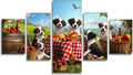Dog Diamond Art 5 Piece Diamond Painting Farmhouse 5D DIY Full Round Drill Dimond Art Paintings Rhinestones Crafts for Adults Gem Painting for Home Decor, Large Artwork for Wall 36 x 70 Inch, Model153