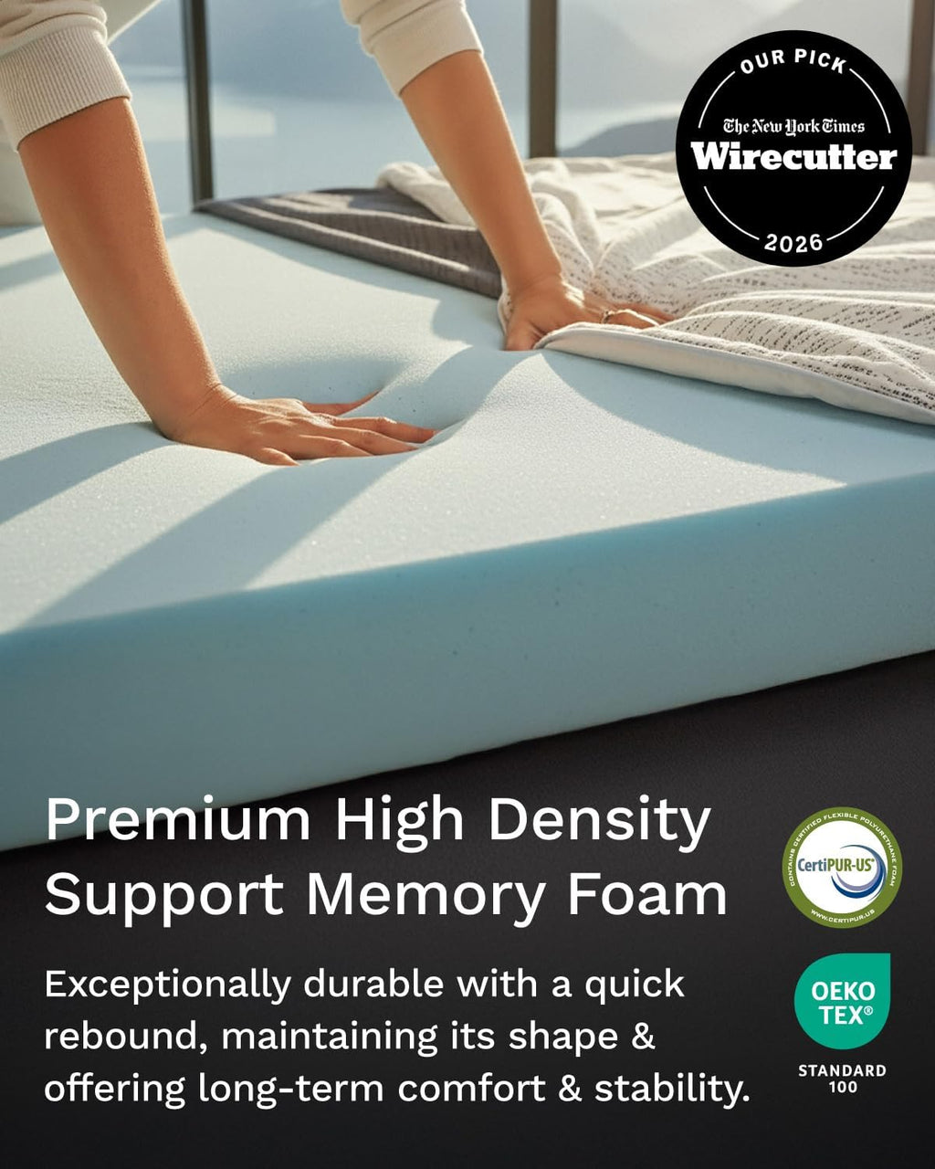 ViscoSoft 2 Inch Memory Foam Mattress Topper Cal King - Select High Density Ventilated Mattress Pad - Premium Removable Rayon Cover