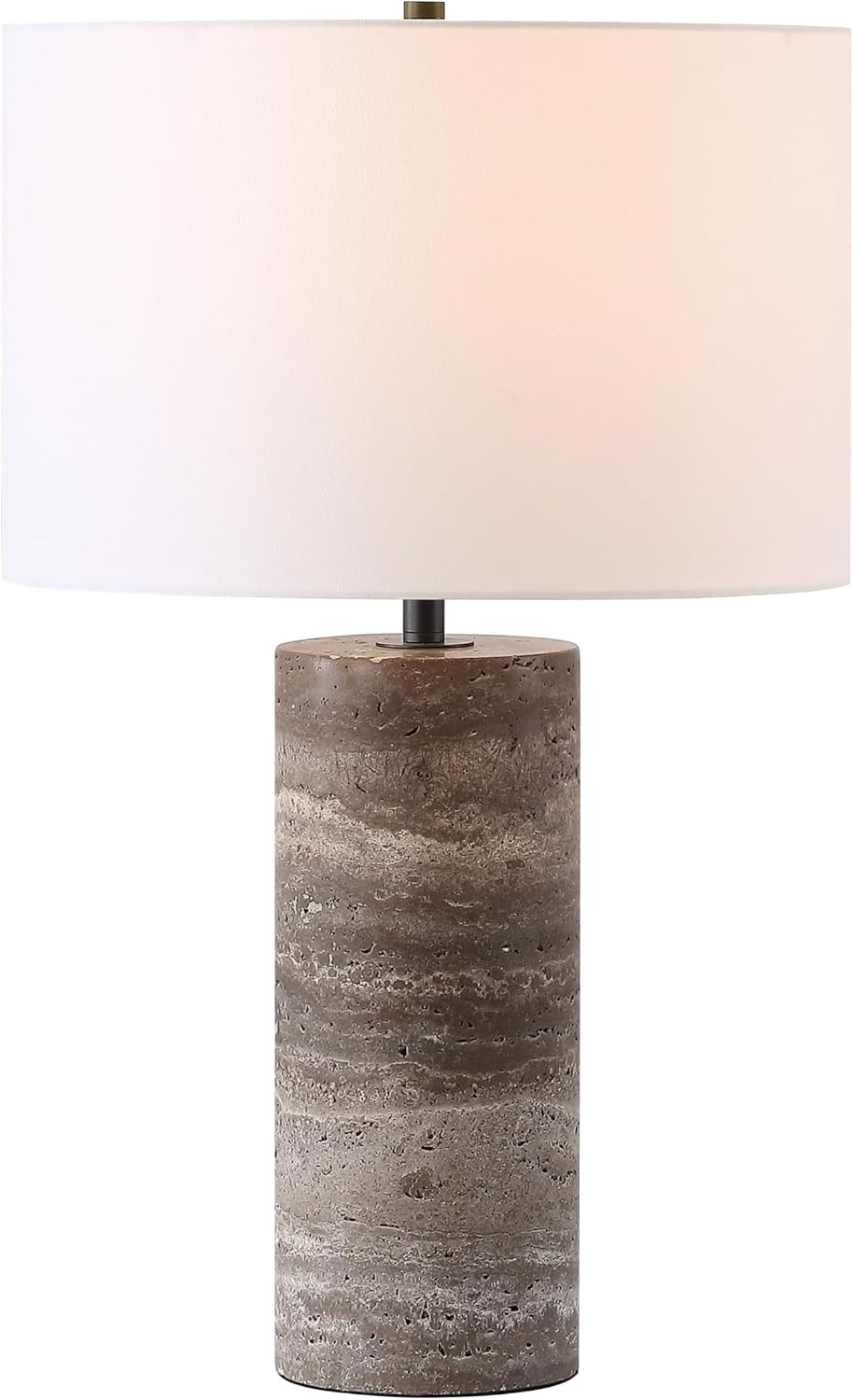SAFAVIEH Couture Lighting Collection Rynetta Dark Brown/White 24-inch Dimmable Table Lamp for Bedroom Living Room Home Office Desk Nightstand (LED Bulb Included)