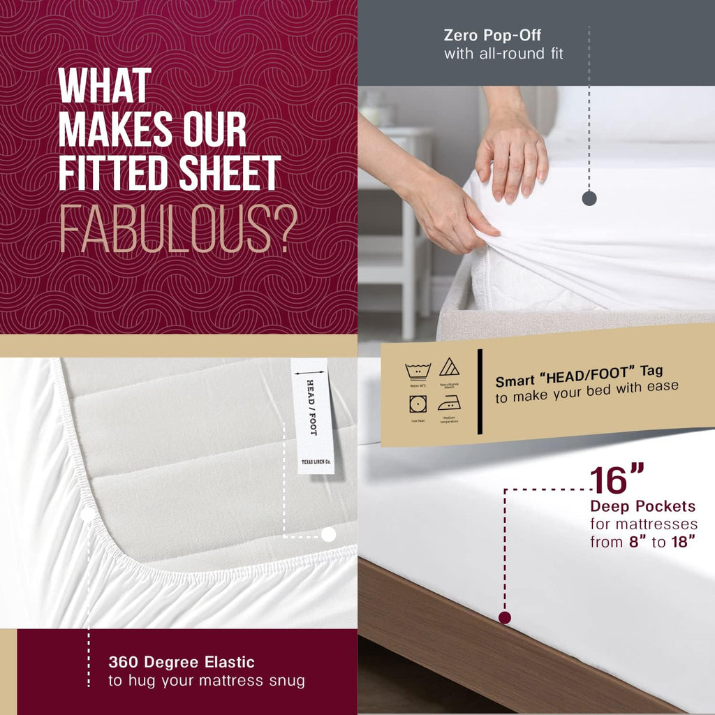 TEXAS LINEN CO. 100% Egyptian Cotton California King Size Sheets Set - Luxury 800 Series Happy Hushin' Collection Cal King Sheets (6 PC, Dark Grey), Sateen Elasticized 16' Deep Pocket Hotel Sheet