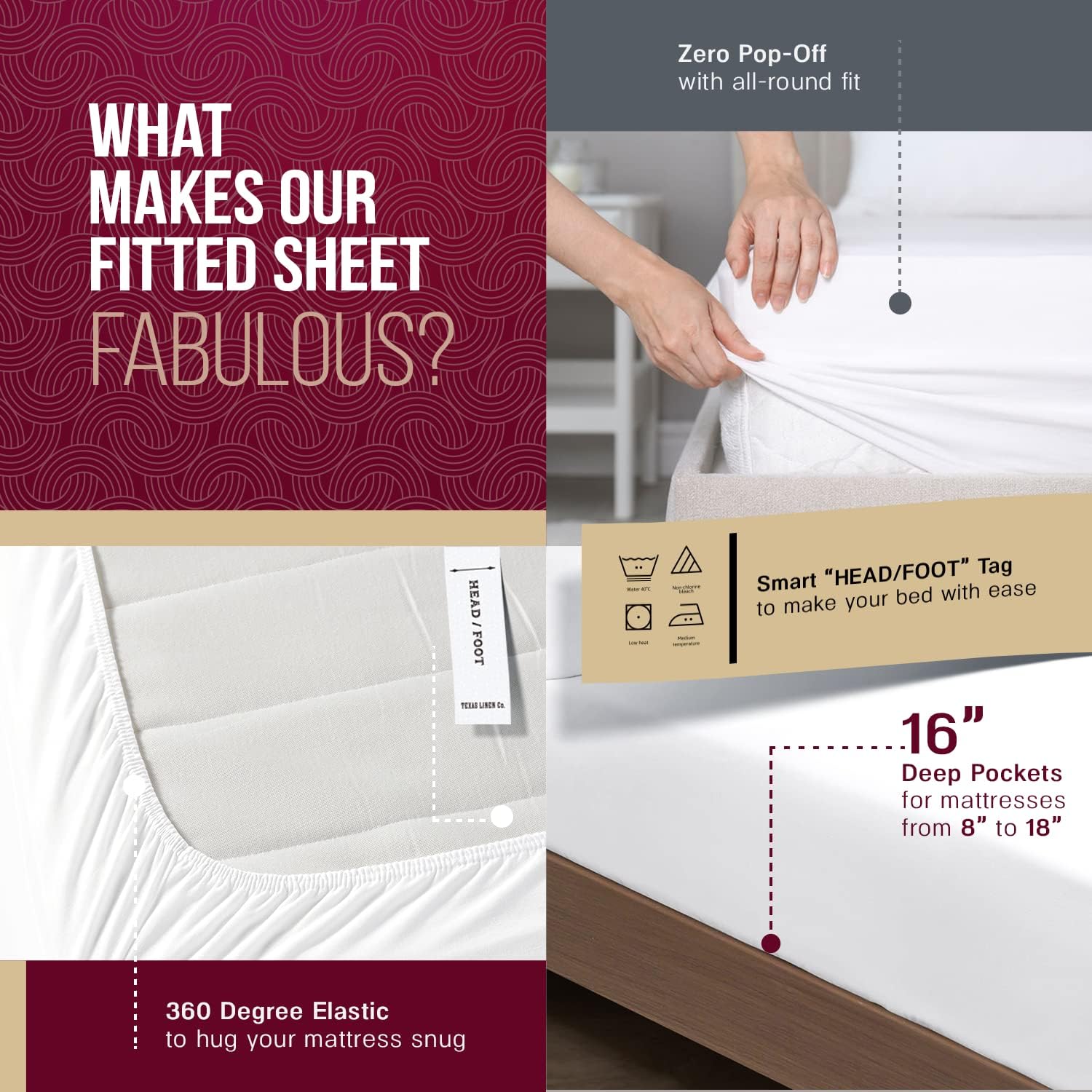 TEXAS LINEN CO. 100% Egyptian Cotton California King Size Sheets Set - Luxury 800 Series Happy Hushin' Collection Cal King Sheets (6 PC, Dark Grey), Sateen Elasticized 16' Deep Pocket Hotel Sheet
