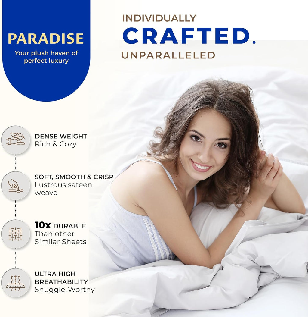 THREAD SPREAD Twin Size Bed Sheets Set, Luxury 1000 Series 100% Egyptian Cotton Sheets Twin Size (Pack of 2, White), Silky Soft, Cooling, Sateen Weave, 16' Deep Pocket Hotel Quality Sheet Set