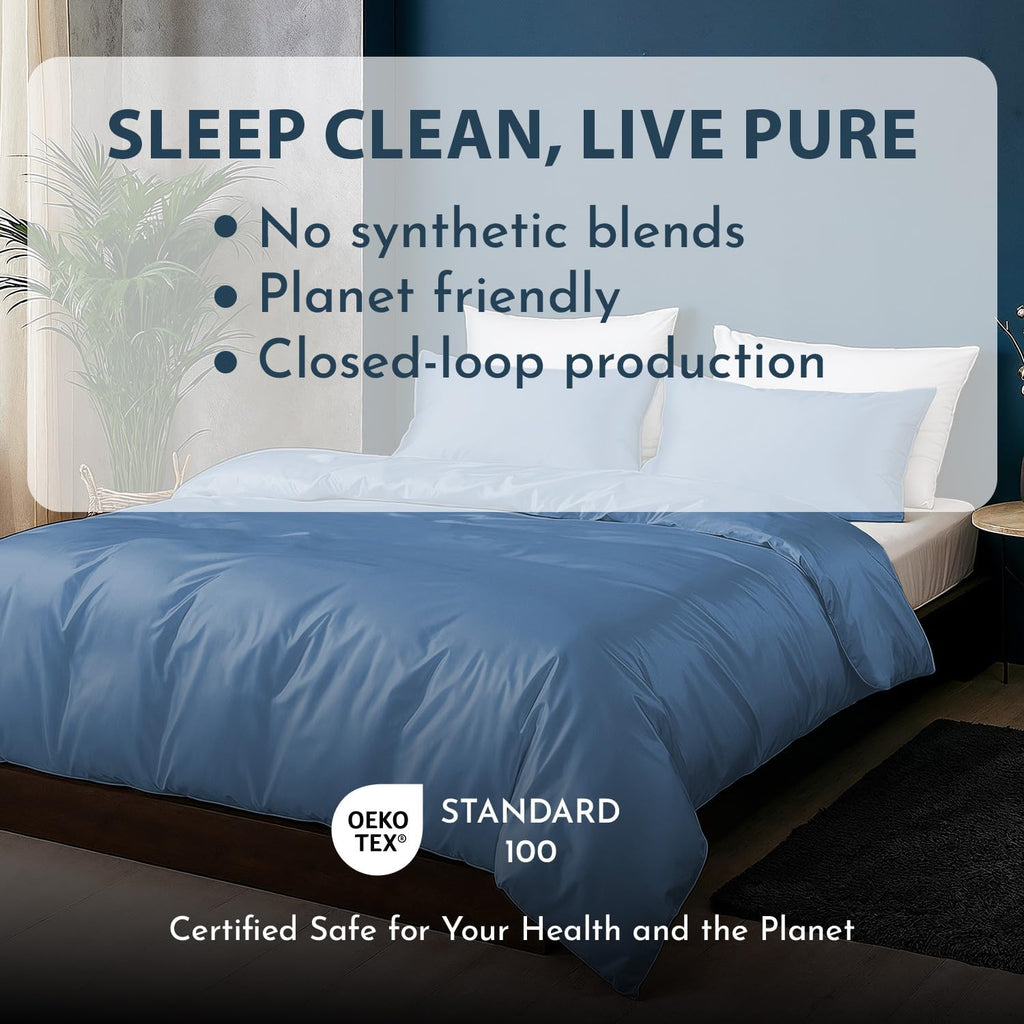 Linenwalas Duvet Cover Set Oversized King Size - Viscose Derived from Bamboo Soft, Breathable, Light Weight, Cooling Comforter Cover with Zipper Closure and Corner Ties (Oversized King, Bahamas Blue)