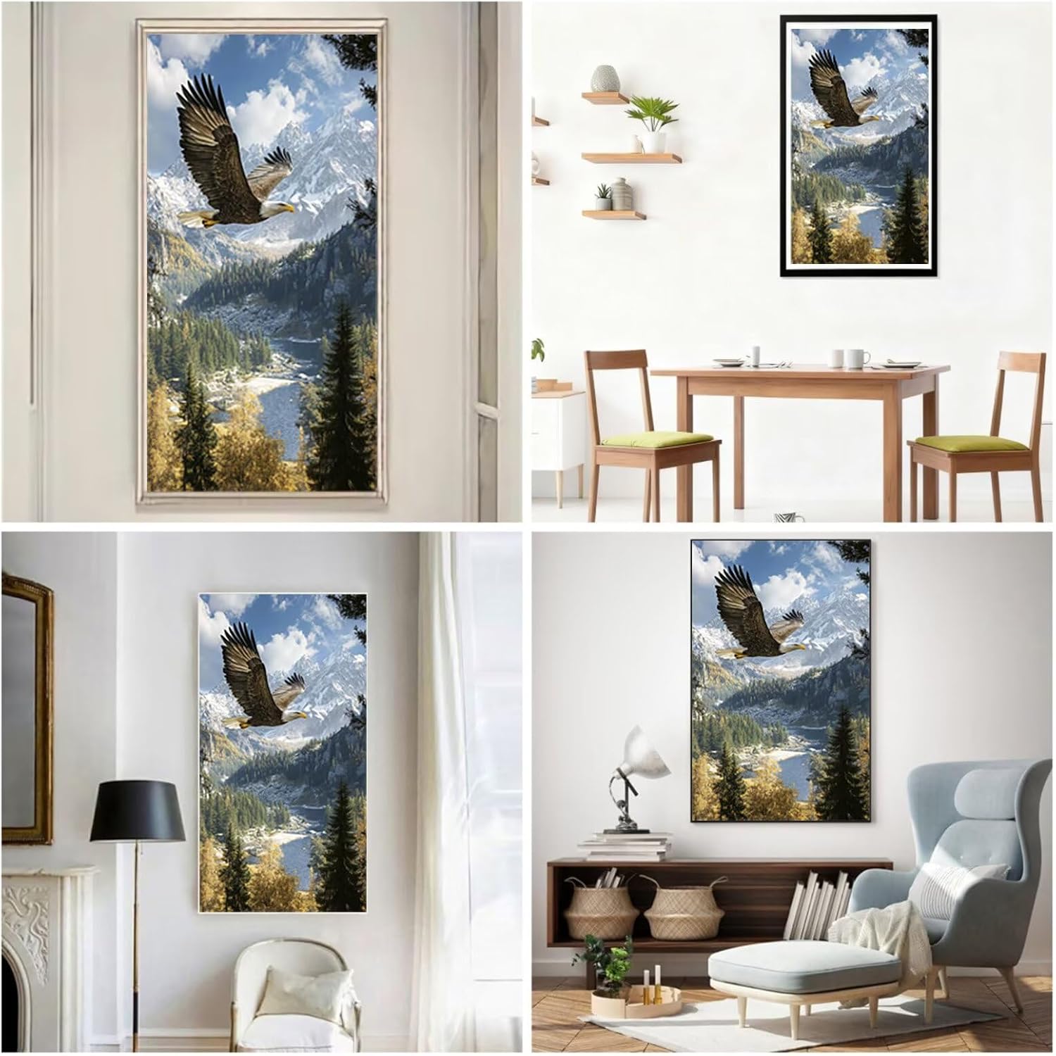 Diamond Art Kits for Adults Eagle Diamond Painting Kits, 5D DIY Square Animal Full Drill Dimond Art Paintings Rhinestones Crafts for Adults for Gift Home Wall Decor, Large Size 36 x 72 Inch, Model816