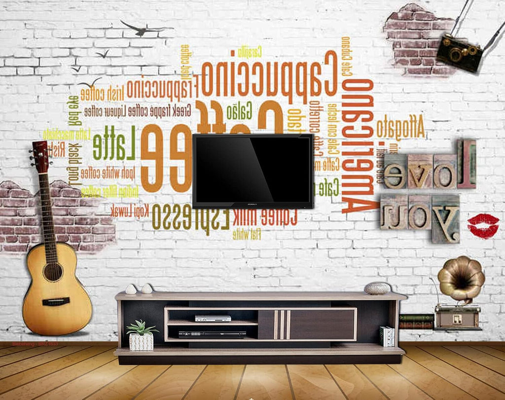 Exclusive BRZ1633 Beautiful Wall Design Theme Musical Instruments Collection HD 3D Wallpaper(243 cm x 182 cm)