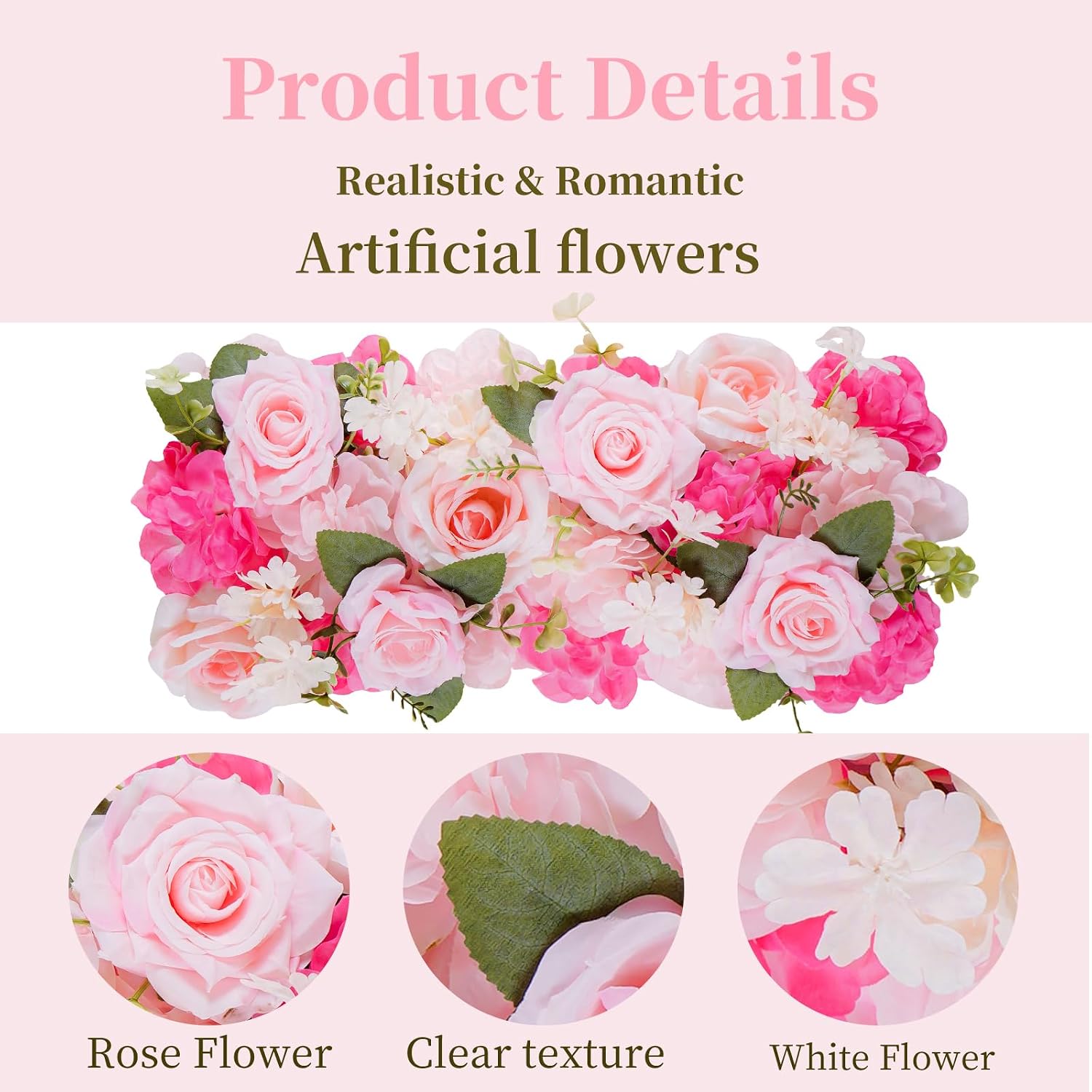 Pack of 10 Wedding Arch Decorations, 20.47 inch Artificial Flower Table Centerpieces Floral Arrangement for Wall Backdrop Party Bridal Shower Event Decor - Pink