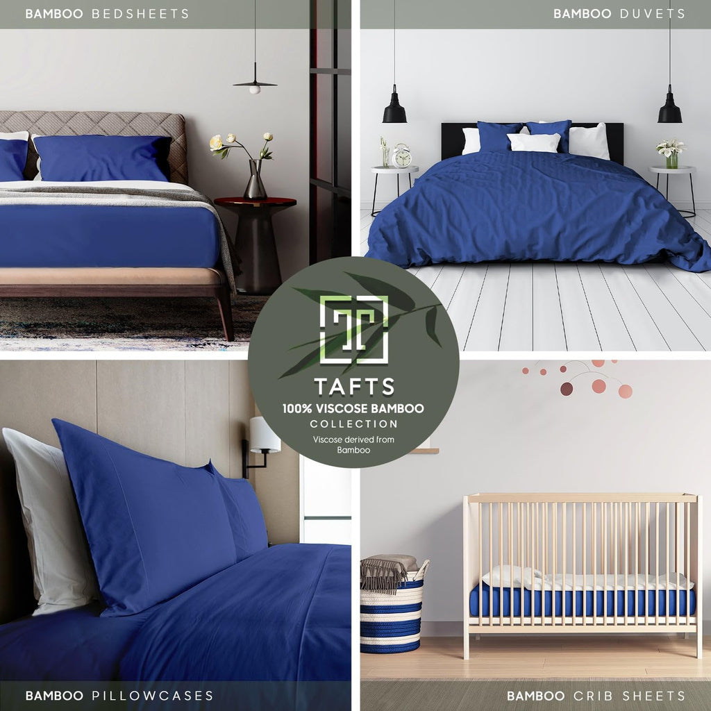 Tafts King Sheets Set, Pure 100% Viscose derived from Bamboo Bed Sheets Set, Luxuriously Soft, Silky, Cooling Sheets, Double Stitched, Lifetime Quality Promise (Navy)