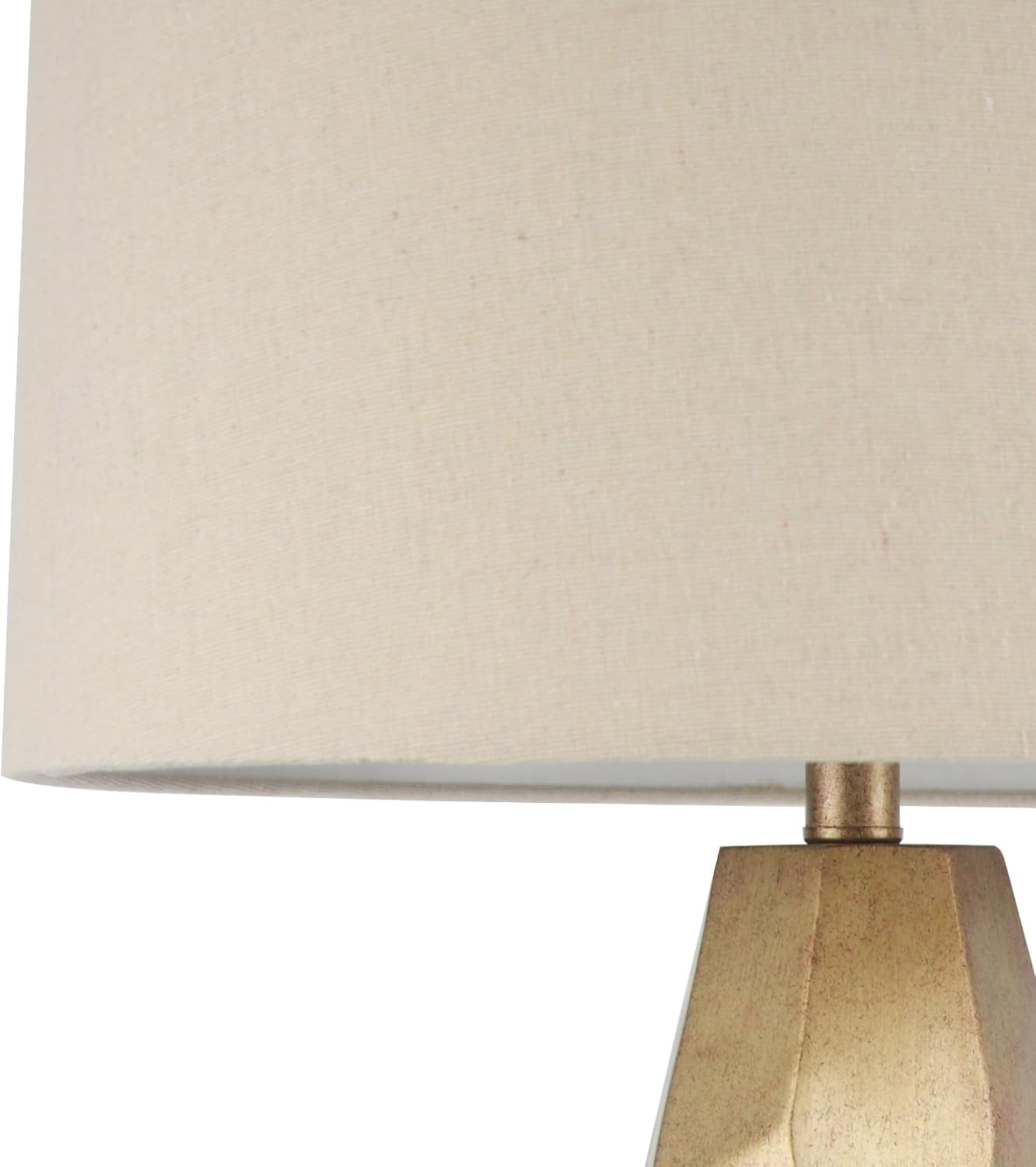 Abani Table Lamp Lia Faceted 31.5' – Modern Glam Gold Resin Base with Wheat Linen Shade – E26 Bulb Included – Elegant Desk Lamp for Bedroom, Living Room Lamp, Dorm or Nightstand
