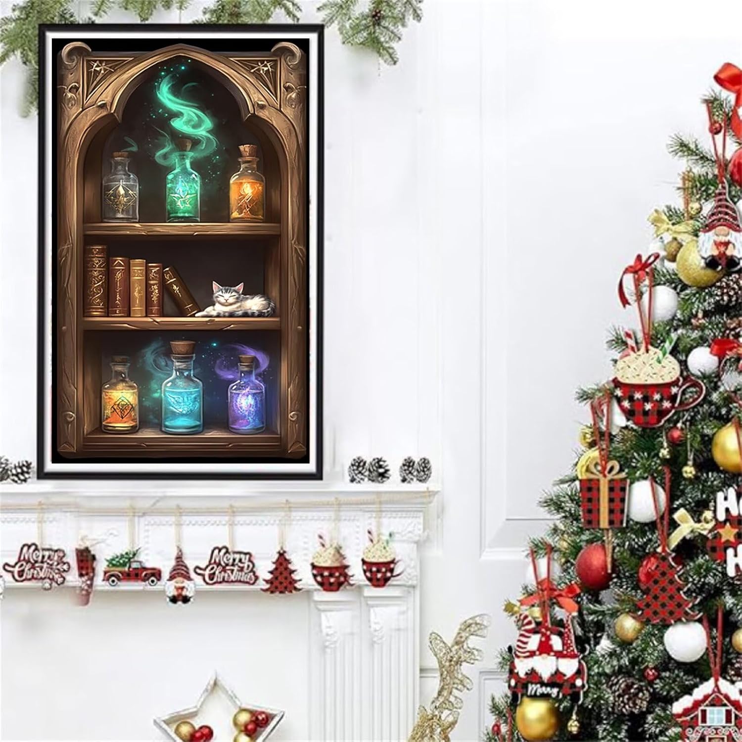 Diamond Art Kits for Adults Magic Diamond Painting Kits, 5D Square Cat Full Drill Dimond Art Paintings Crystal Rhinestones Crafts for Adults for Gift Home Wall Decor, Large Size 40 x 80 Inch, Model834
