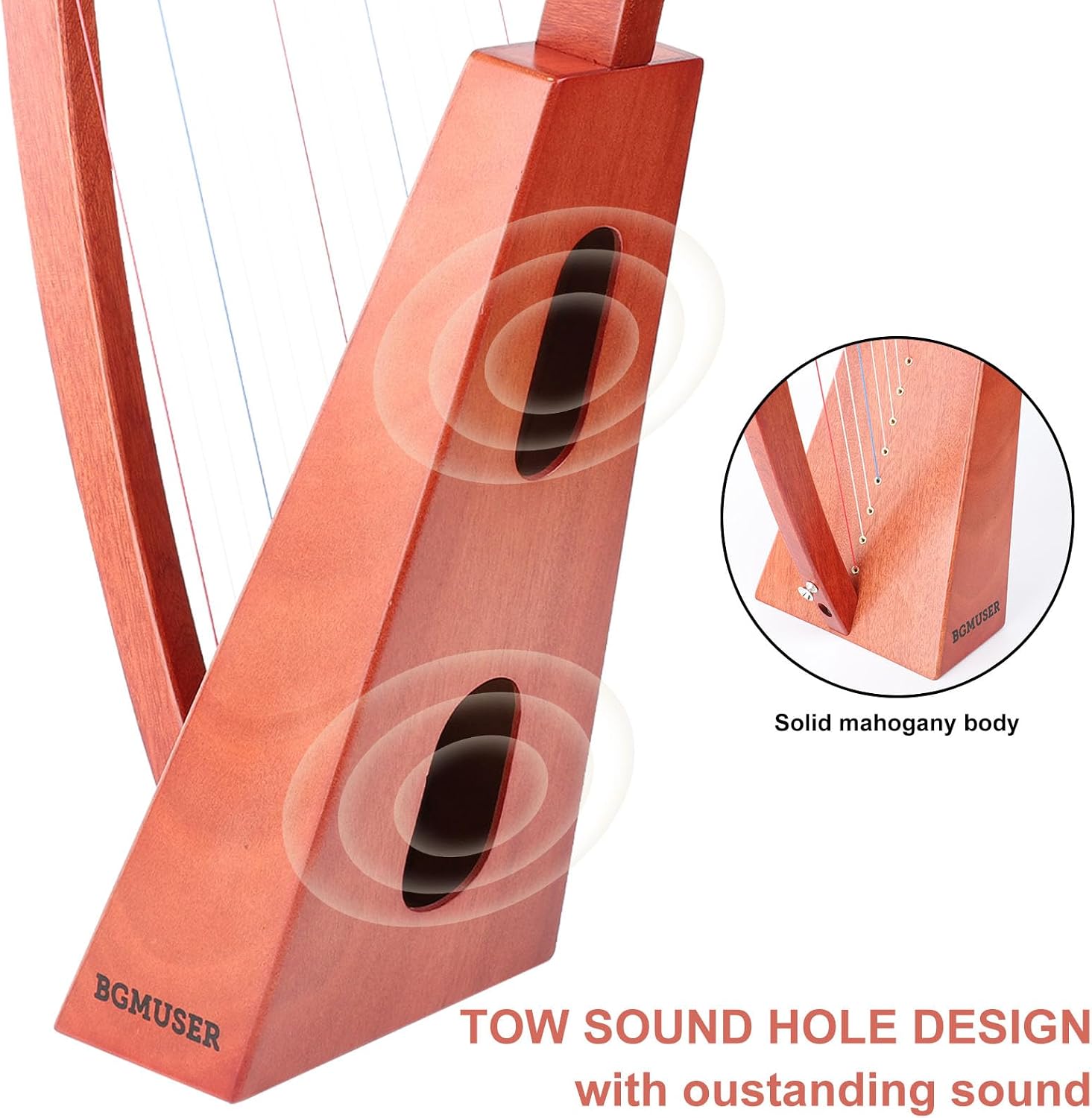 Professional Harp Instrument 15 Strings International Standard Nylon string Lyre Harp with Bag/Strap/Tuning-Wrench