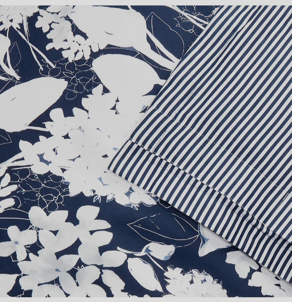 Lauren Ralph Lauren Reese 3 pc Full Queen Comforter Set Shams (Navy, Queen)