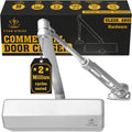 Heavy Duty Automatic Door Closer with Hold Open, Commercial Indoor/Outdoor Adjustable Door Closure, ANSI Grade 1, UL Certified, ADA Compliant, (44-330lb, 30-60in) – Silver