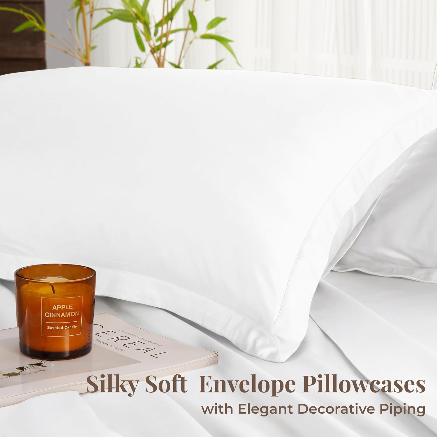 GOKOTTA Full Sheets Set - FSC & Oeko-TEX Certified - 100% Rayon Derived from Bamboo - 430 High Thread Count Ultra Soft and Cooling,16'' Deep Pocket with Elastic Corner Straps - Pure White