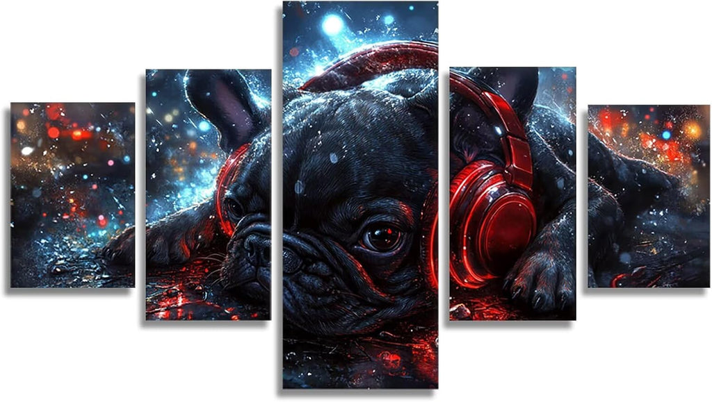 Dog Diamond Art 5 Piece Diamond Painting Animal 5D Full Square Drill Dimond Art Paintings Crystal Rhinestones Crafts for Adults Gem Painting for Home Decor, Large Artwork for Wall 44 x 90 Inch,Model84