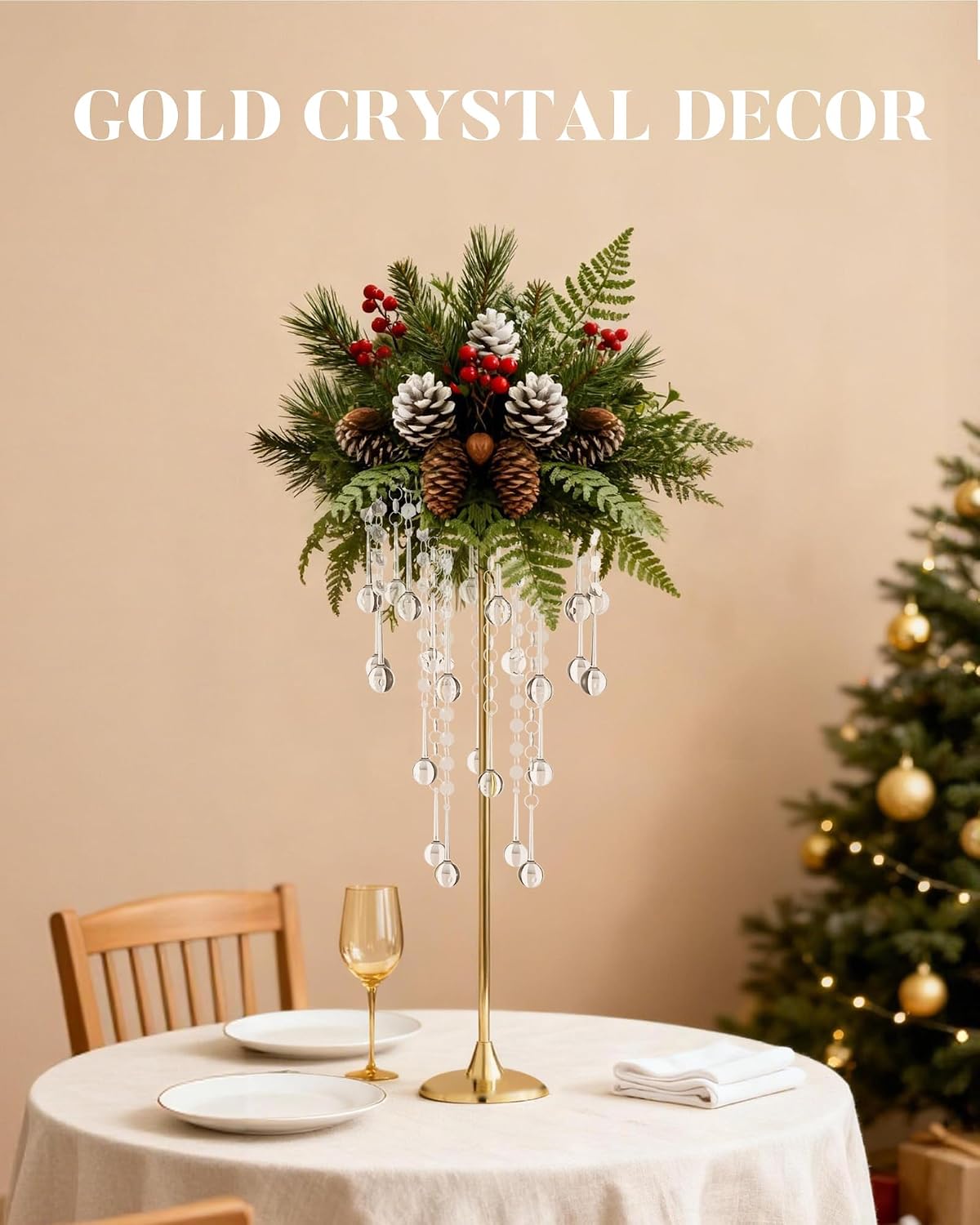 12 Pcs Tall Gold Crystal Wedding Centerpieces for Tables - 29.53' Tall Flower Stand for Wedding with Crystal Gold Vases for Centerpieces - 108g Weighted Base (Bases para Centros De Mesa)