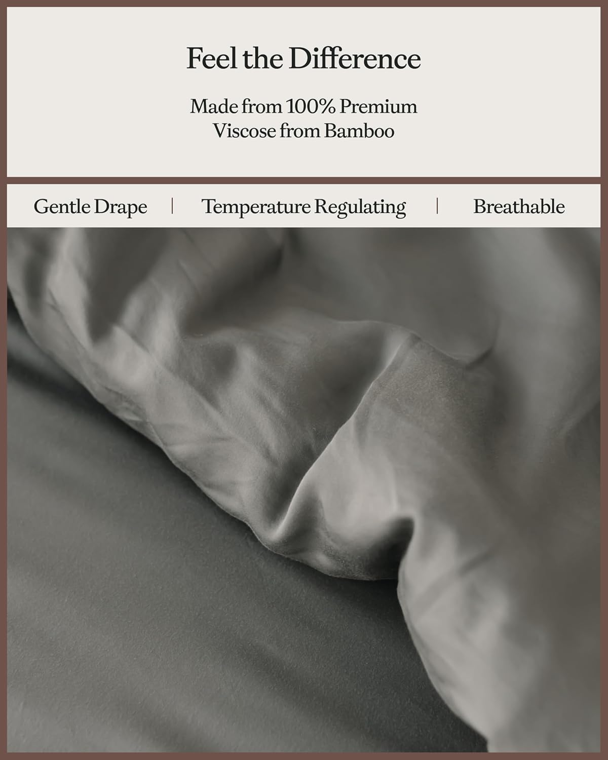 Cozy Earth Luxury Duvet Cover Twin - 100% Viscose from Bamboo - Ultra-Soft, Cooling & Lightweight Duvet Cover - Temperature-Regulating Bedding with Concealed Zip & Interior Snap Closures - Dove Grey
