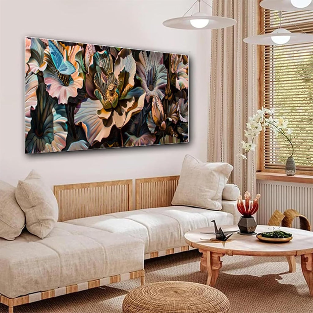 Diamond Painting Flower Diamond Art Kits for Adults, Dimond Art Painting Butterfly Mosaic Kits for Beginner, DIY Full Square Drill Large Gem Arts and Crafts Paintings, Home Decor 120x40 Inch Z4-535
