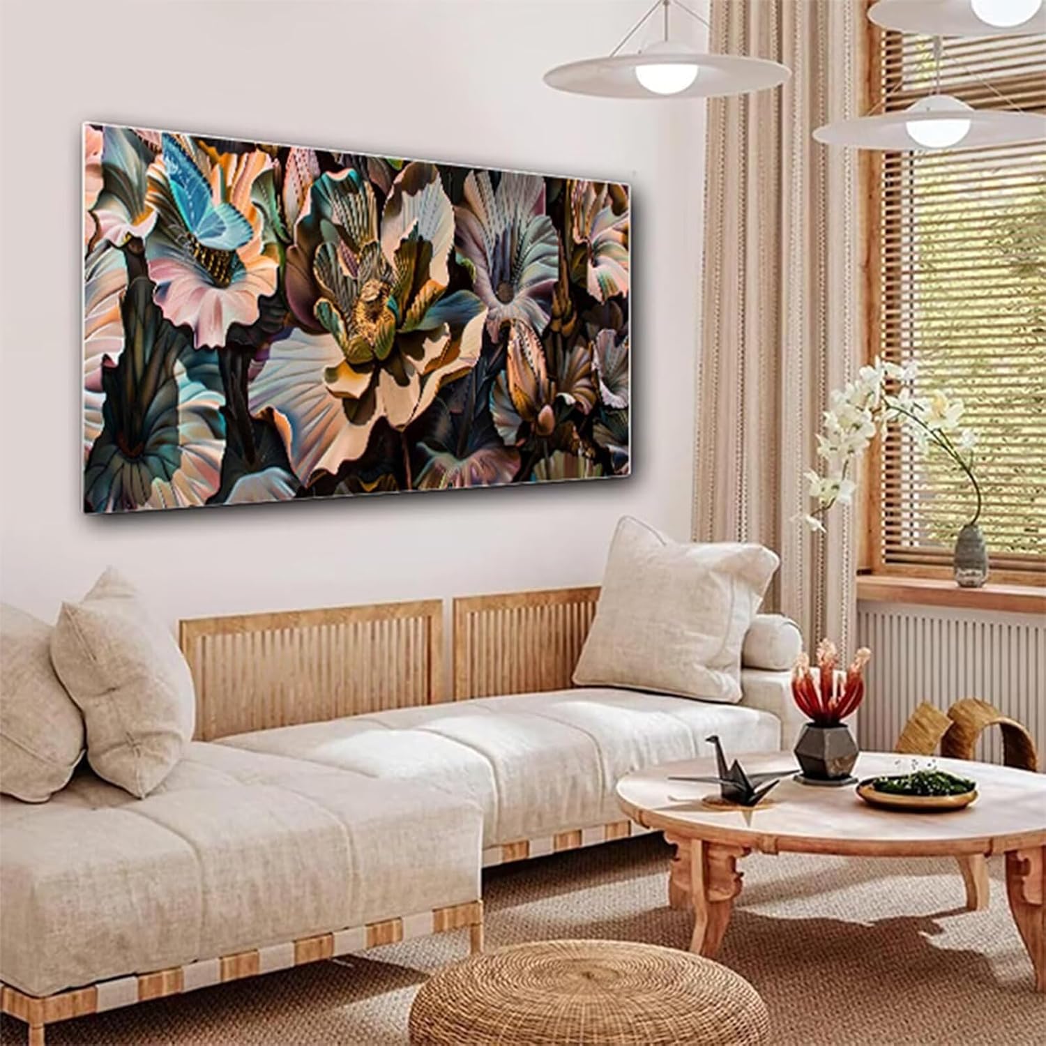 Diamond Painting Flower Diamond Art Kits for Adults, Dimond Art Painting Butterfly Mosaic Kits for Beginner, DIY Full Square Drill Large Gem Arts and Crafts Paintings, Home Decor 95x32 Inch Z4-535