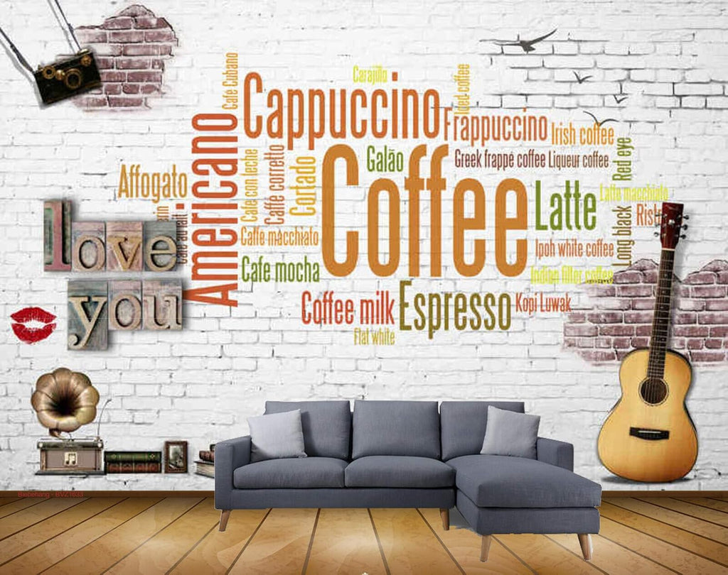 Exclusive BVZ1633 Musical Instruments Books Coffee Flavours HD 3D Wallpaper(426 cm x 304 cm)