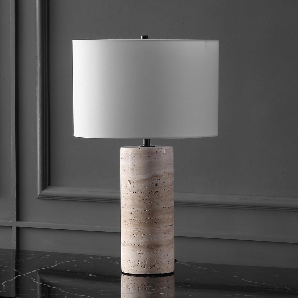 SAFAVIEH Couture Lighting Collection Rynetta Light Brown/White 24-inch Dimmable Table Lamp for Bedroom Living Room Home Office Desk Nightstand (LED Bulb Included)