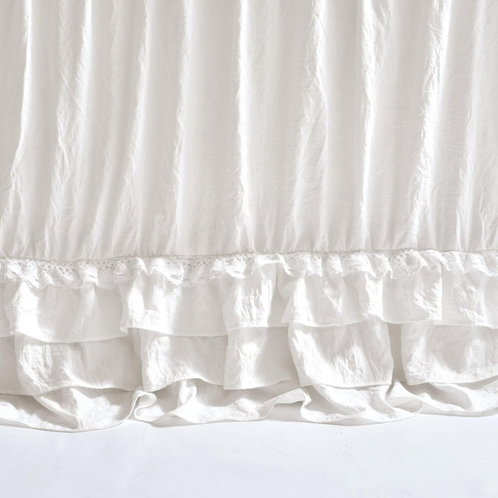 Lush Decor Ella Ruffle Lace Bedspread, 3 Piece Set, Queen, Neutral - Cute Bed Set - Queen Bedding - Beige Bedding - Coquette Decor - Neutral Ruffle Trim - Beige Lace Trim