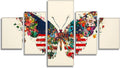 Butterfly Diamond Art 5 Piece Diamond Painting Flowers 5D Full Square Drill Dimond Art Paintings Crystal Crafts for Adults Gem Painting for Home Decor, Large Artwork for Wall 48 x 100 Inch, Model120