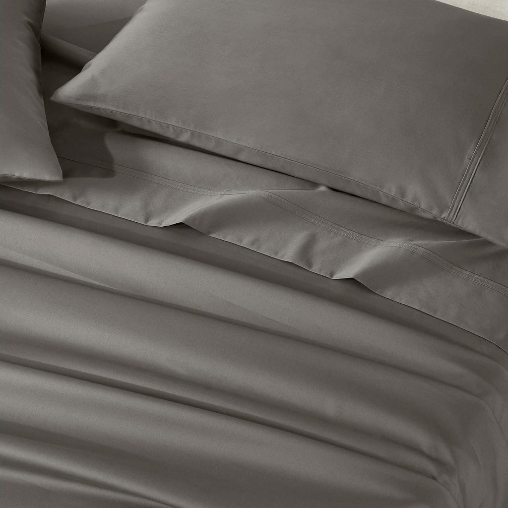 Superior Egyptian Cotton 850 Thread Count Bed Sheet Set, 1 Elastic Deep Pocket Fitted Sheet, 1 Flat Sheet, 2 Pillowcases, Daily Soft Sheets, Luxury, Plush, Home Collection, Full, Grey