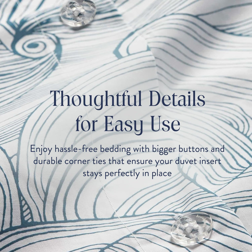 Brooklinen Luxury Sateen Duvet Cover - 100% Cotton, King/California King Size in Oyster Blue with Extra-Long Corner Ties and Button Closure - Best King/Cali King Duvet Covers