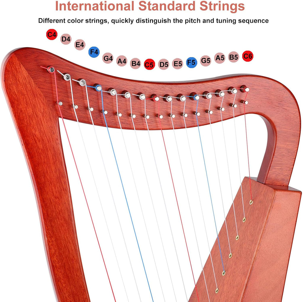 Professional Harp Instrument 15 Strings International Standard Nylon string Lyre Harp with Bag/Strap/Tuning-Wrench