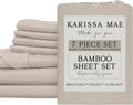 KARISSA MAE 7 Piece Pure Viscose from Bamboo Split King Size Sheet Set | 100% FSC Certified | Luxuriously Soft | Cooling | 18' Deep Pocket w/Corner Straps | 4 Pillowcases [Dune]