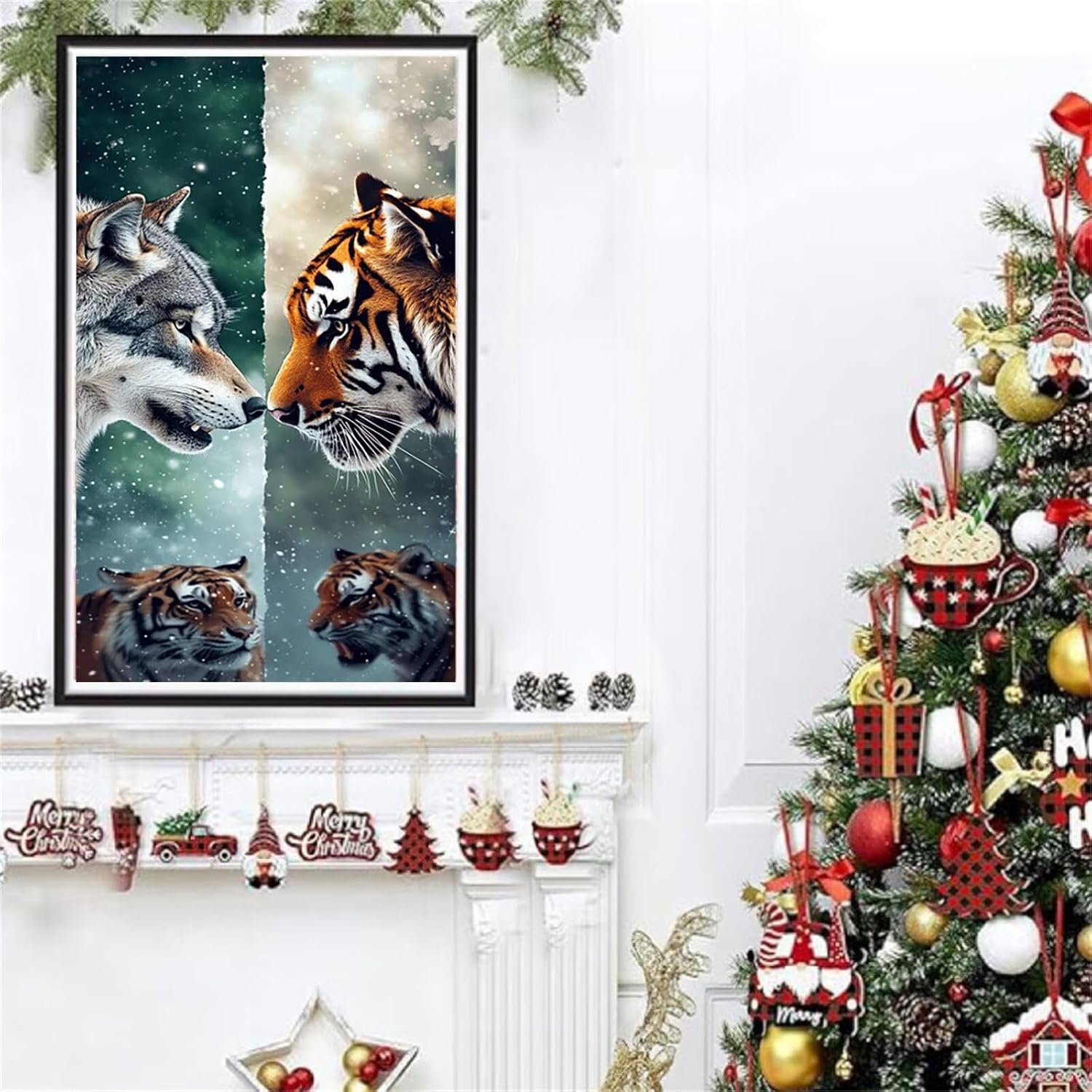 Diamond Art Kits for Adults Animal Diamond Painting Kits, 5D DIY Square Tiger Full Drill Dimond Art Paintings Rhinestones Crafts for Adults for Gift Home Wall Decor, Large Size 36 x 72 Inch, Model882