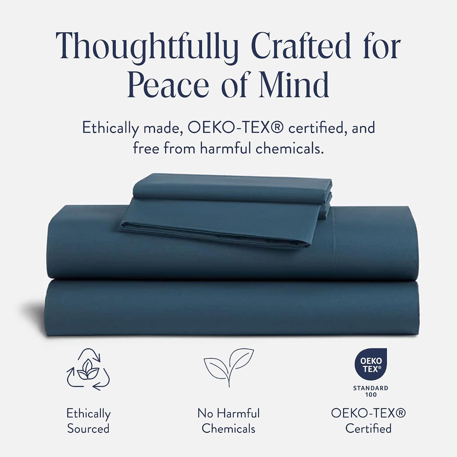 Brooklinen Luxury Percale Sheet Set - 4 Piece 100% Cotton Bed Sheets - 1 Fitted & 1 Flat Sheet, 2 Pillowcases - Cotton Percale Sheets for Hot Sleepers (Queen Size, Abyys Blue)