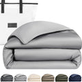 Luxury Bamboo Viscose Duvet Cover | Pure Bamboo Viscose, Soft, Breathable and Cooling for Hot Sleeper | Piped Edge, Hidden Zipper Closure, 8 Corner Ties and Button Closure (Ice Grey, Queen)