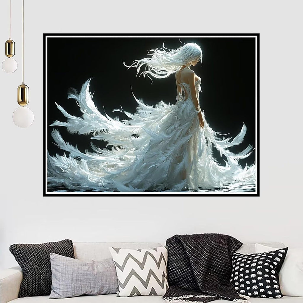 Diamond Art Woman Diamond Painting Angel Dimond Art Painting for Adults Beginners, DIY 5D Crystal Gem Crafts Mosaic Kits for Adults Hobbies for Women Gifts, Home Wall Room Decor, 52x40inch -zjn25011SV