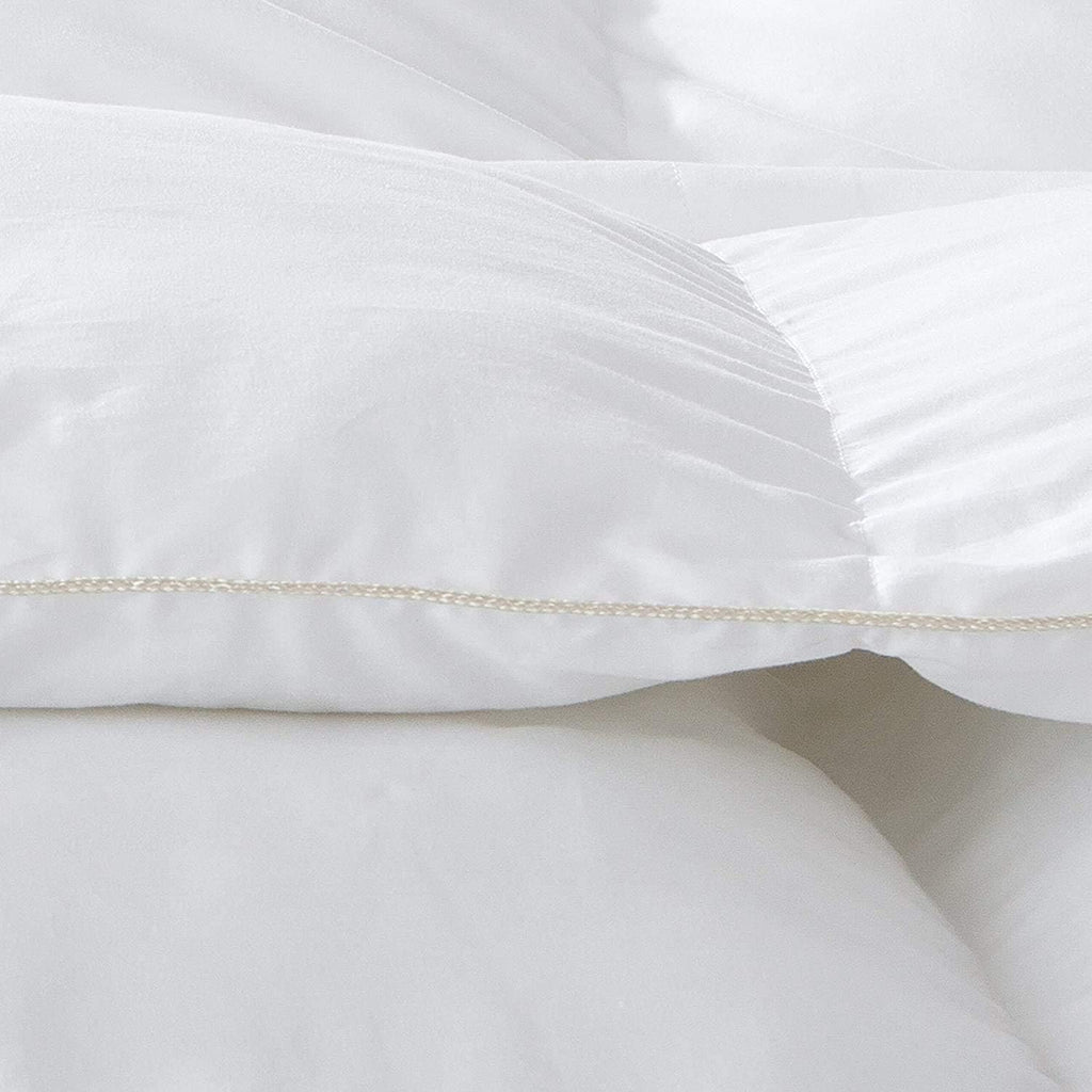 Luxurious Twin/Twin XL Size Goose Down Fiber Waterfowl Feather Fiber Comforter Duvet, 100% Egyptian Cotton Cover, 50 oz. Fill Weight, Baffle Box Design, White Solid