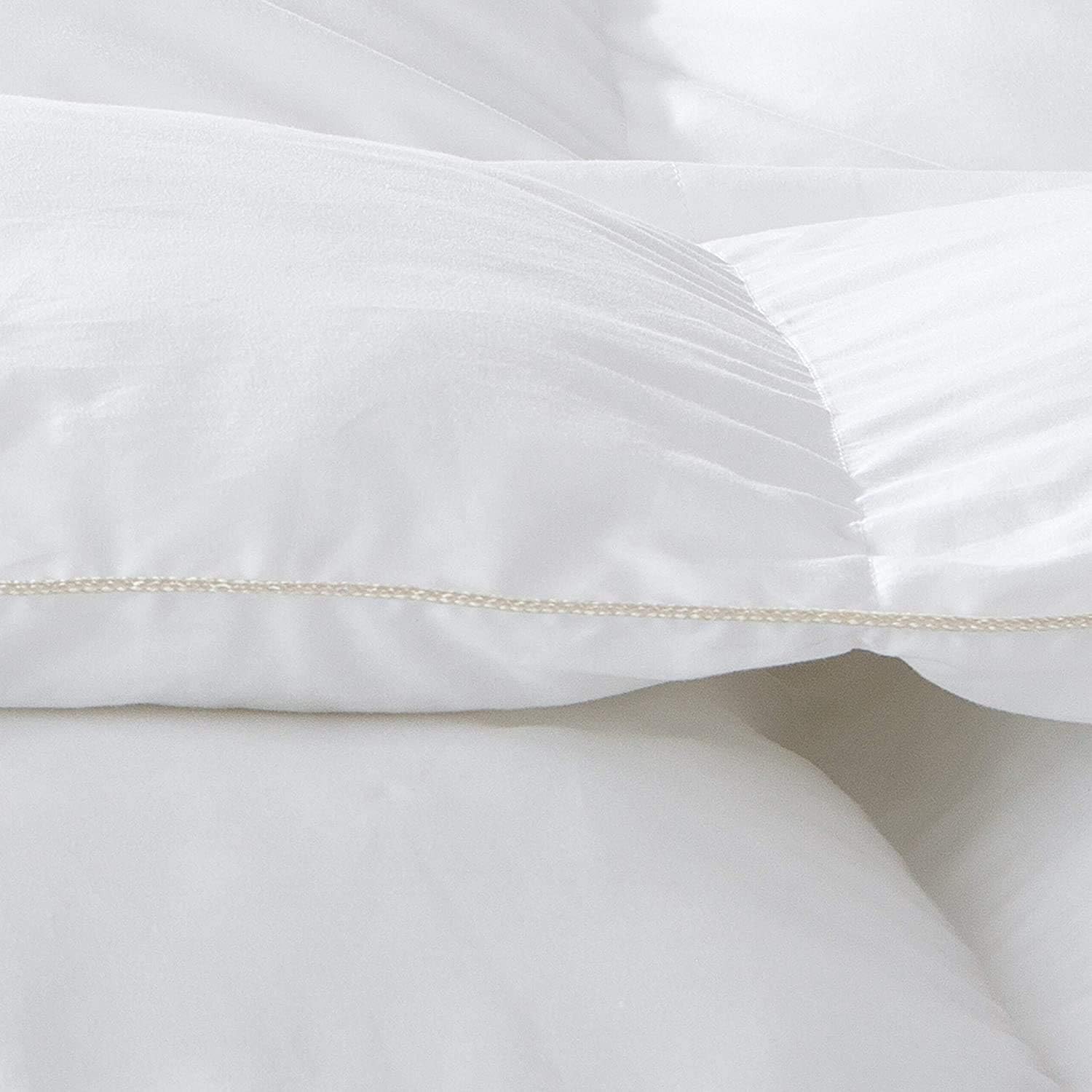 Luxurious Twin/Twin XL Size Goose Down Fiber Waterfowl Feather Fiber Comforter Duvet, 100% Egyptian Cotton Cover, 50 oz. Fill Weight, Baffle Box Design, White Solid