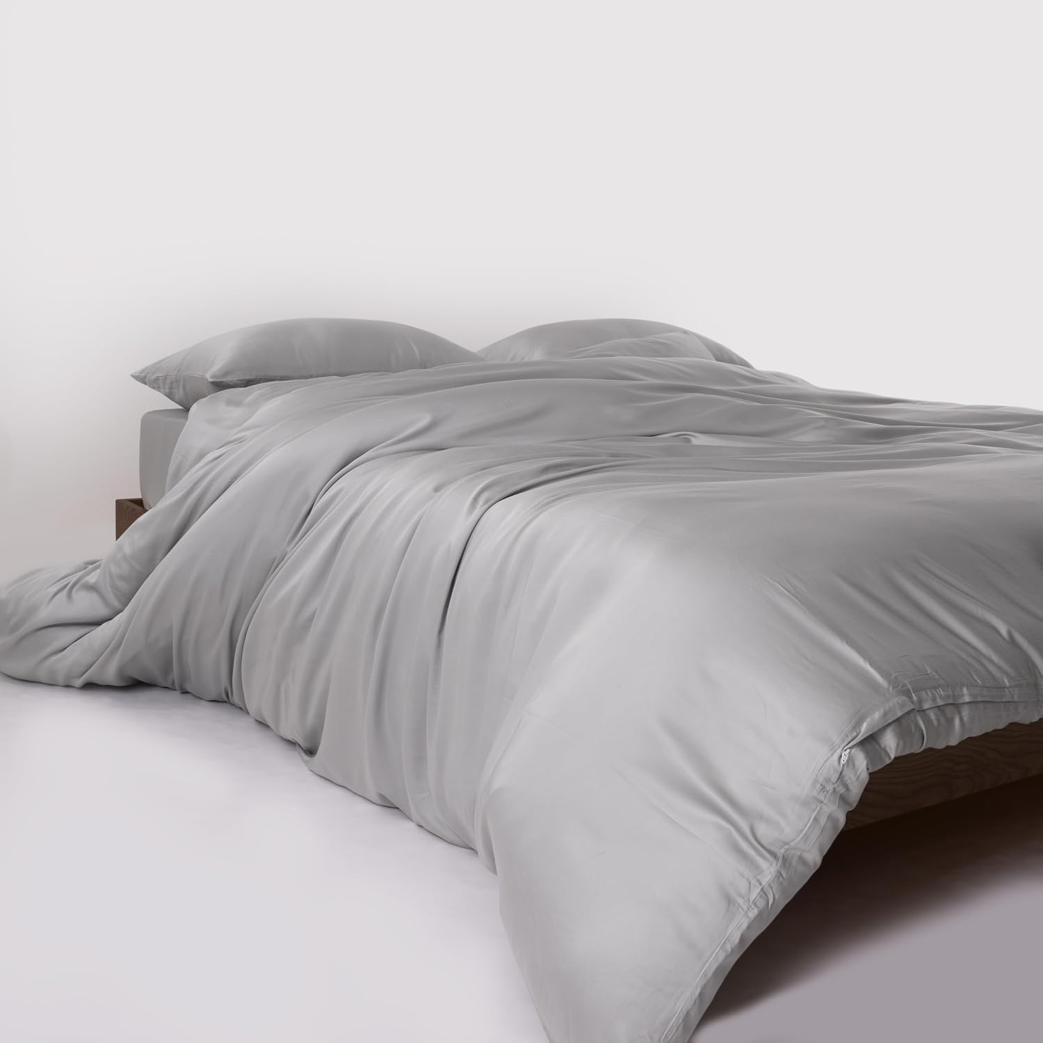 FURRFREE Bamboo Duvet Cover - Genuine 100% Organic Viscose- Breathable & Silky Soft Duvet Cover for All Season, Machine Washable, Pet Hair Repellent Family -Gravity Grey King