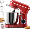 Honinst Stand Mixer, 6.5QT 10-Speed Tilt-Head Electric Stand Mixer, 3-In-1 Kitchen Mixer with Bowl, Dough Hook, Whisk and Beater, Food Mixer for Baking, Cake and Most Home Cooks, Red