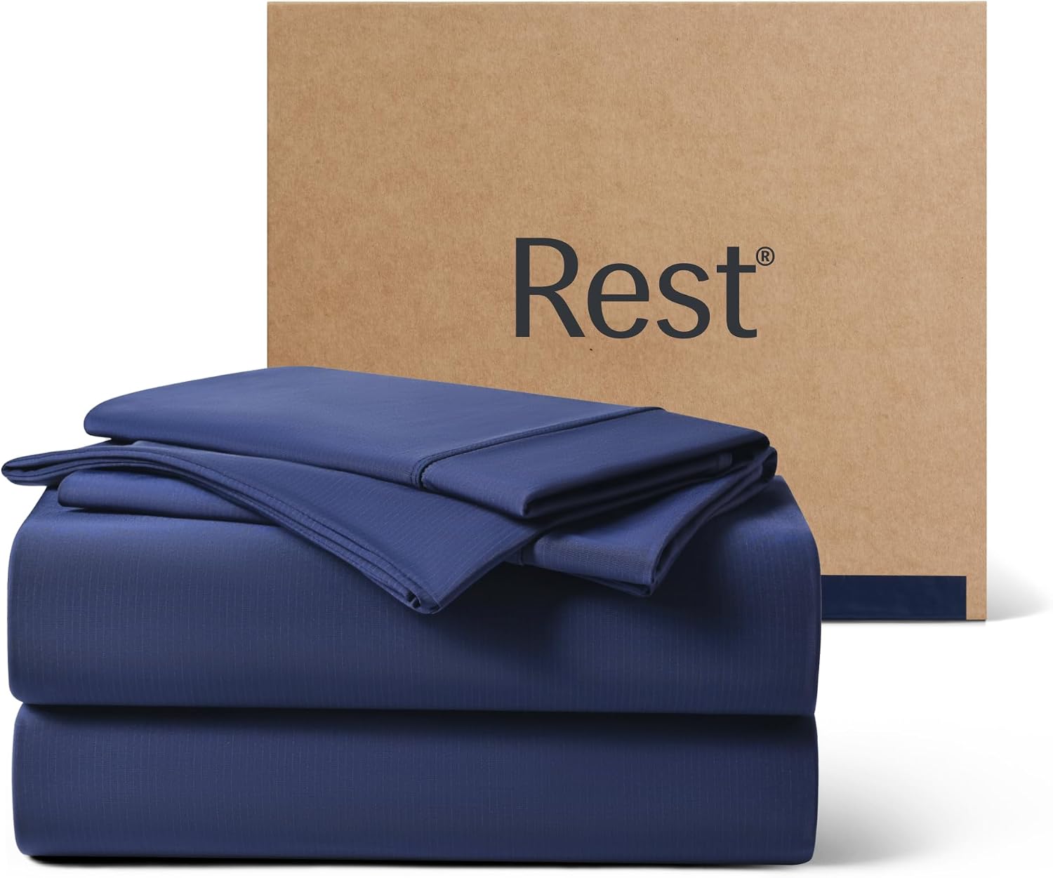 REST® Evercool®+ Cooling Sheet Set, Twin XL, Midnight Blue, Breathable Bed Sheets for Hot Sleepers and Night Sweats, with Pillowcases, with Ionic+ Self-Cleaning Silver Yarn for Sensitive Skin, 4PCS